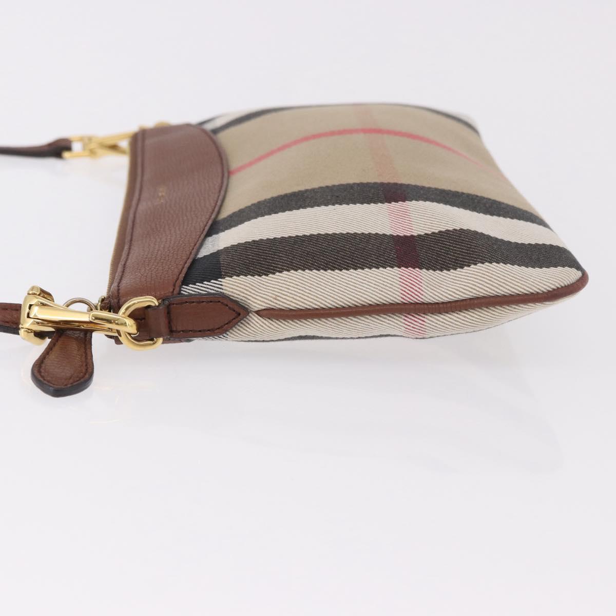 BURBERRY Nova Check Shoulder Bag Canvas Beige Gold Auth ka5033A