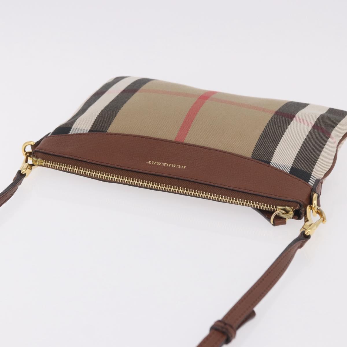 BURBERRY Nova Check Shoulder Bag Canvas Beige Gold Auth ka5033A