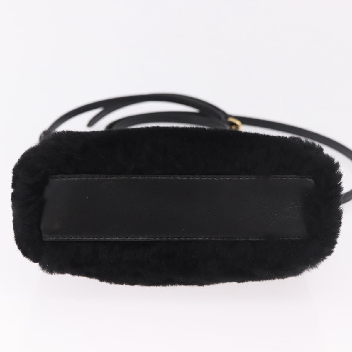 FENDI Micro Peek A Boo Hand Bag Shearing Black Gold Auth ka5035M
