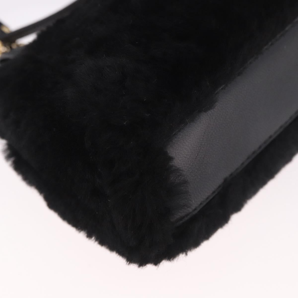 FENDI Micro Peek A Boo Hand Bag Shearing Black Gold Auth ka5035M