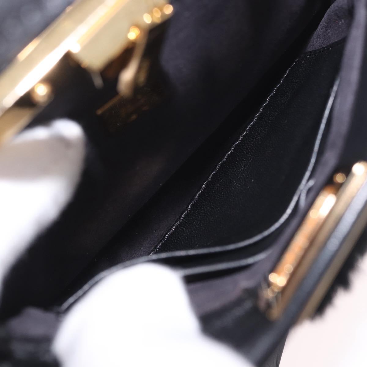 FENDI Micro Peek A Boo Hand Bag Shearing Black Gold Auth ka5035M