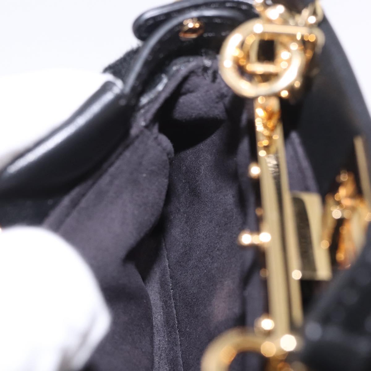 FENDI Micro Peek A Boo Hand Bag Shearing Black Gold Auth ka5035M