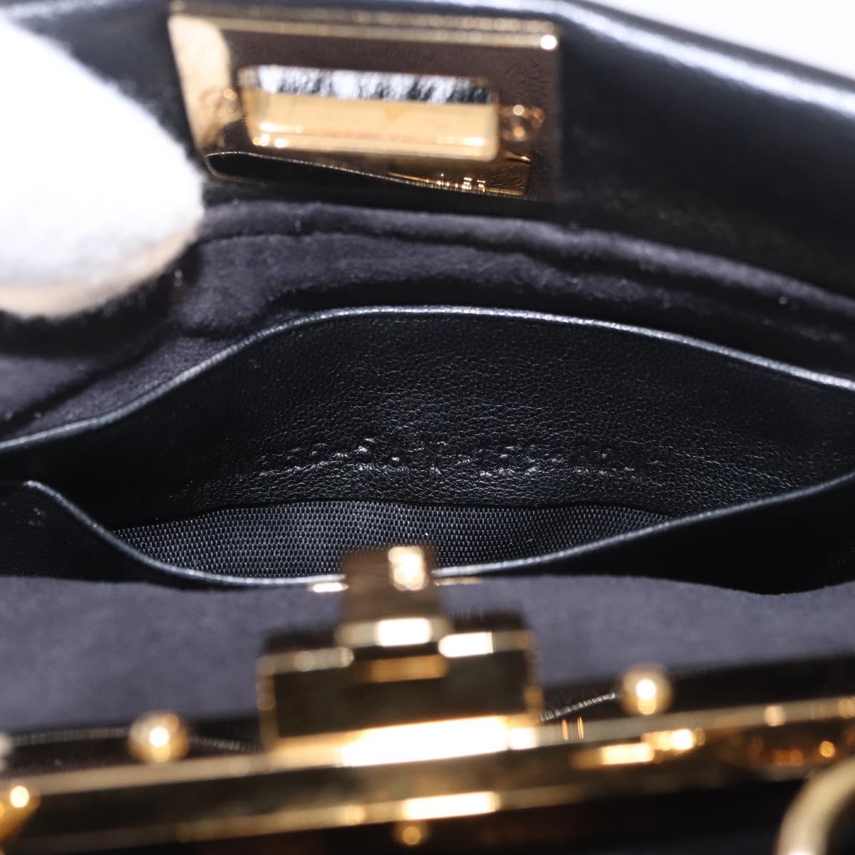 FENDI Micro Peek A Boo Hand Bag Shearing Black Gold Auth ka5035M