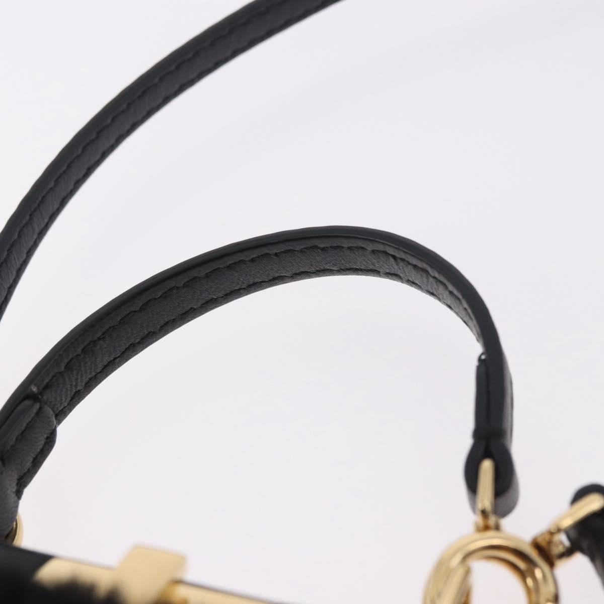 FENDI Micro Peek A Boo Hand Bag Shearing Black Gold Auth ka5035M