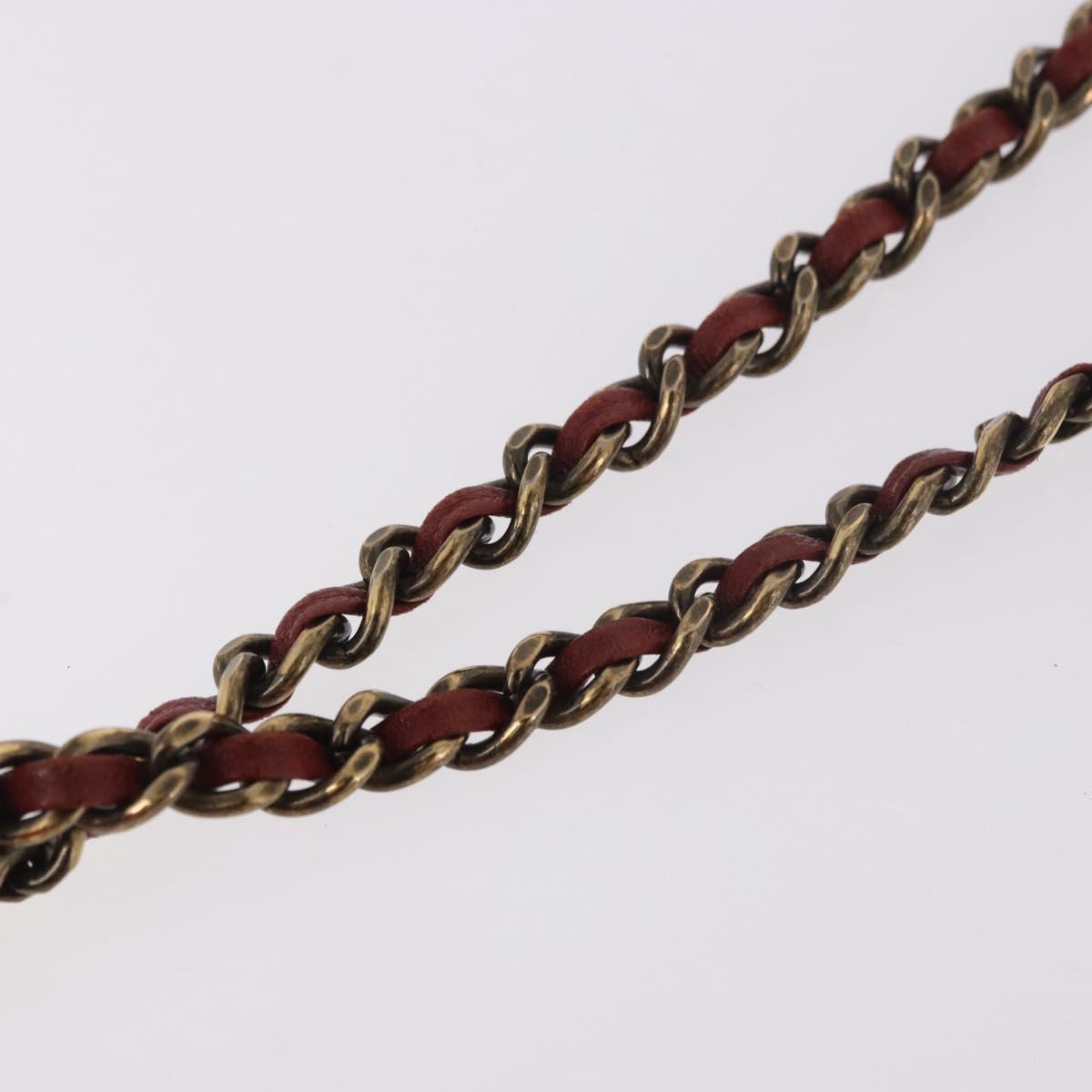CHANEL Matelasse Chain Shoulder Bag Lamb Skin Red Gold CC Auth ka5036M