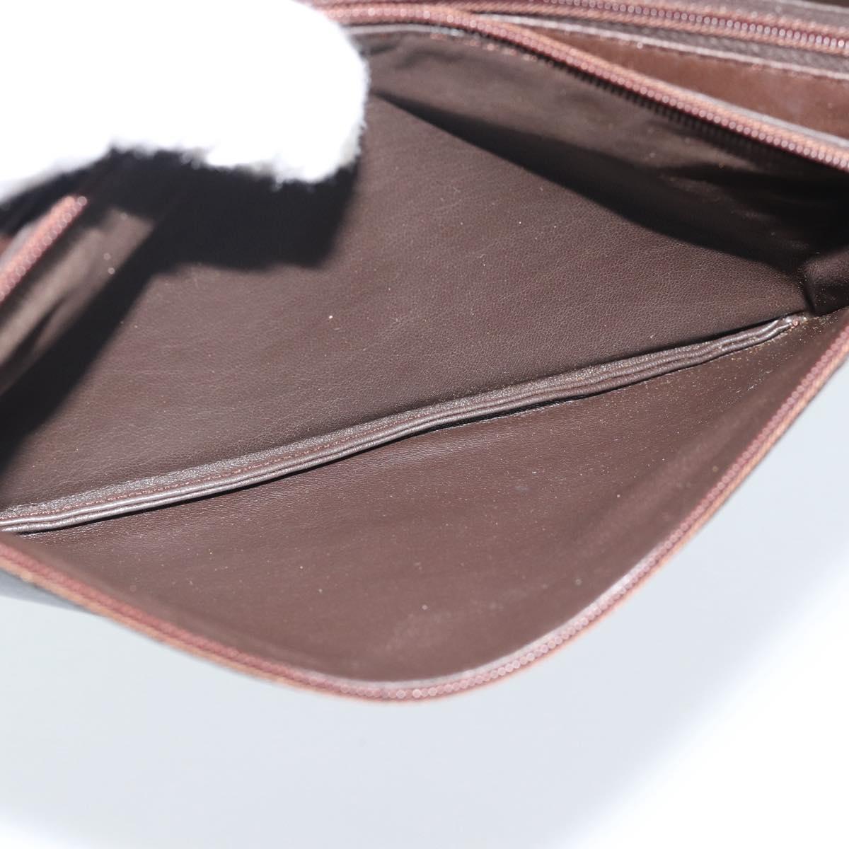 CELINE Shoulder Bag Leather Brown Gold Auth ka5038
