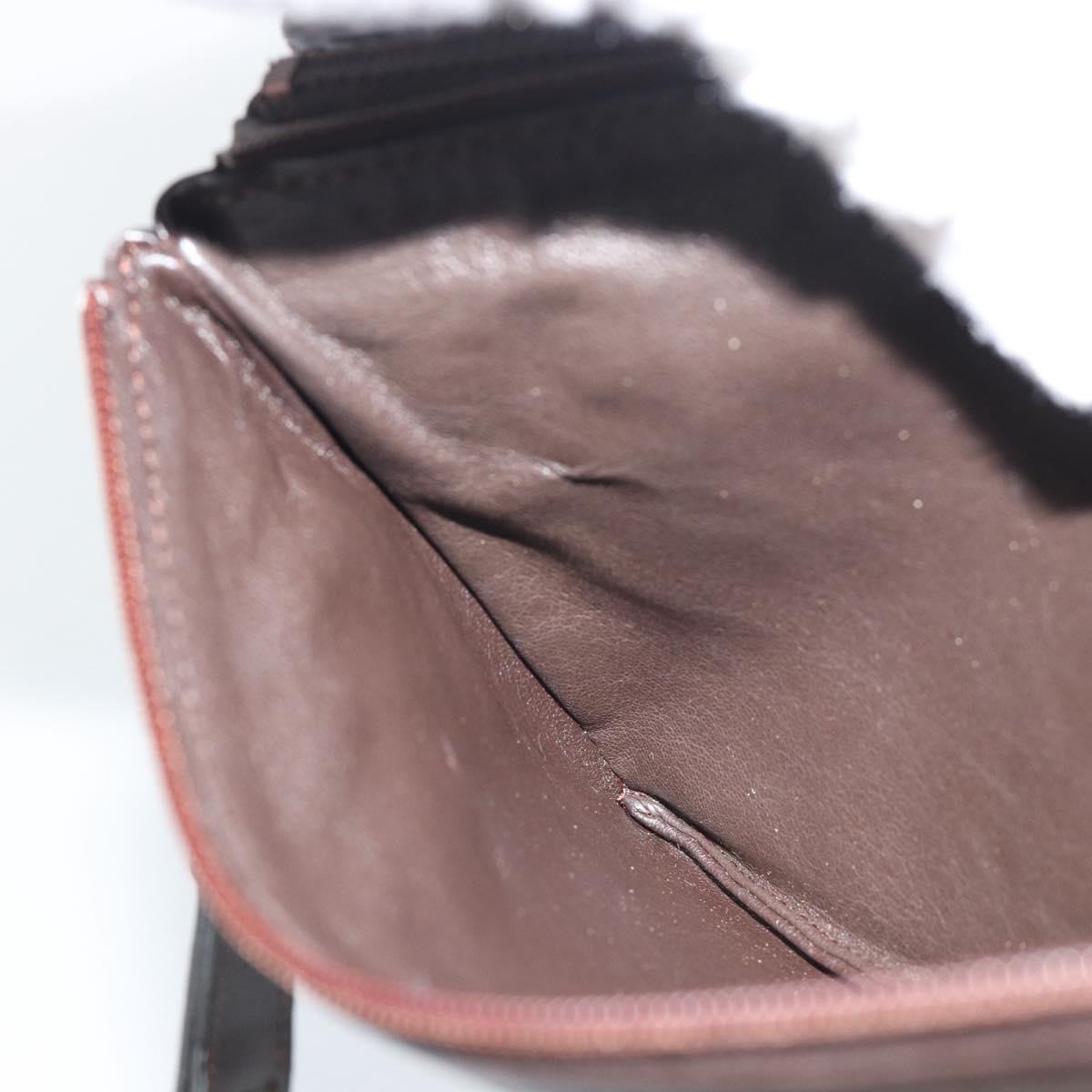 CELINE Shoulder Bag Leather Brown Gold Auth ka5038