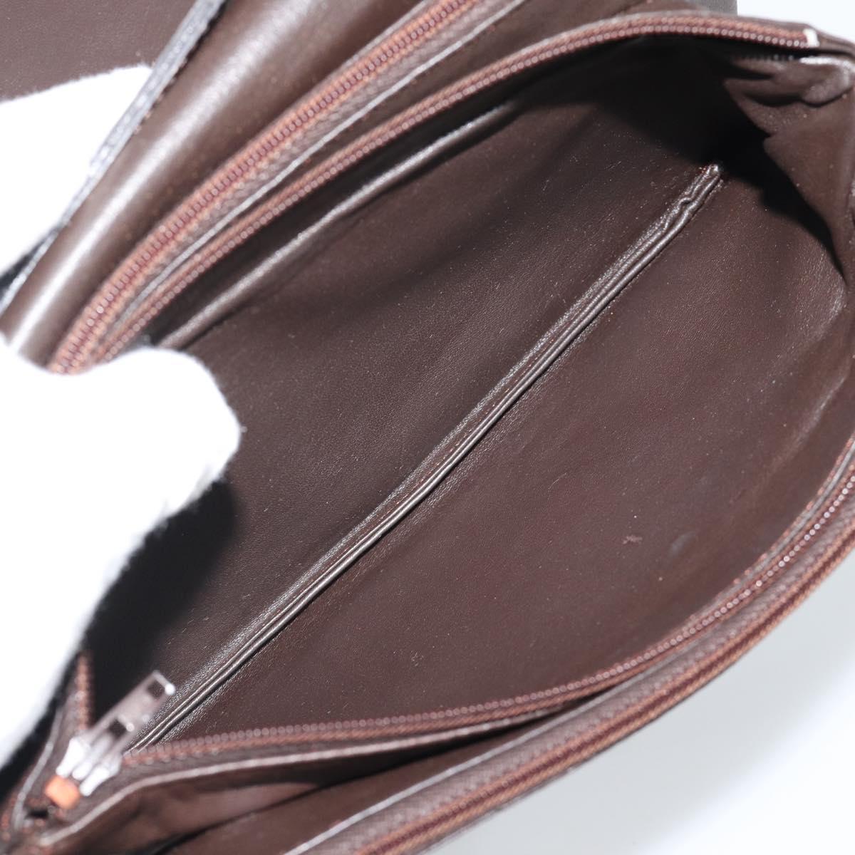 CELINE Shoulder Bag Leather Brown Gold Auth ka5038
