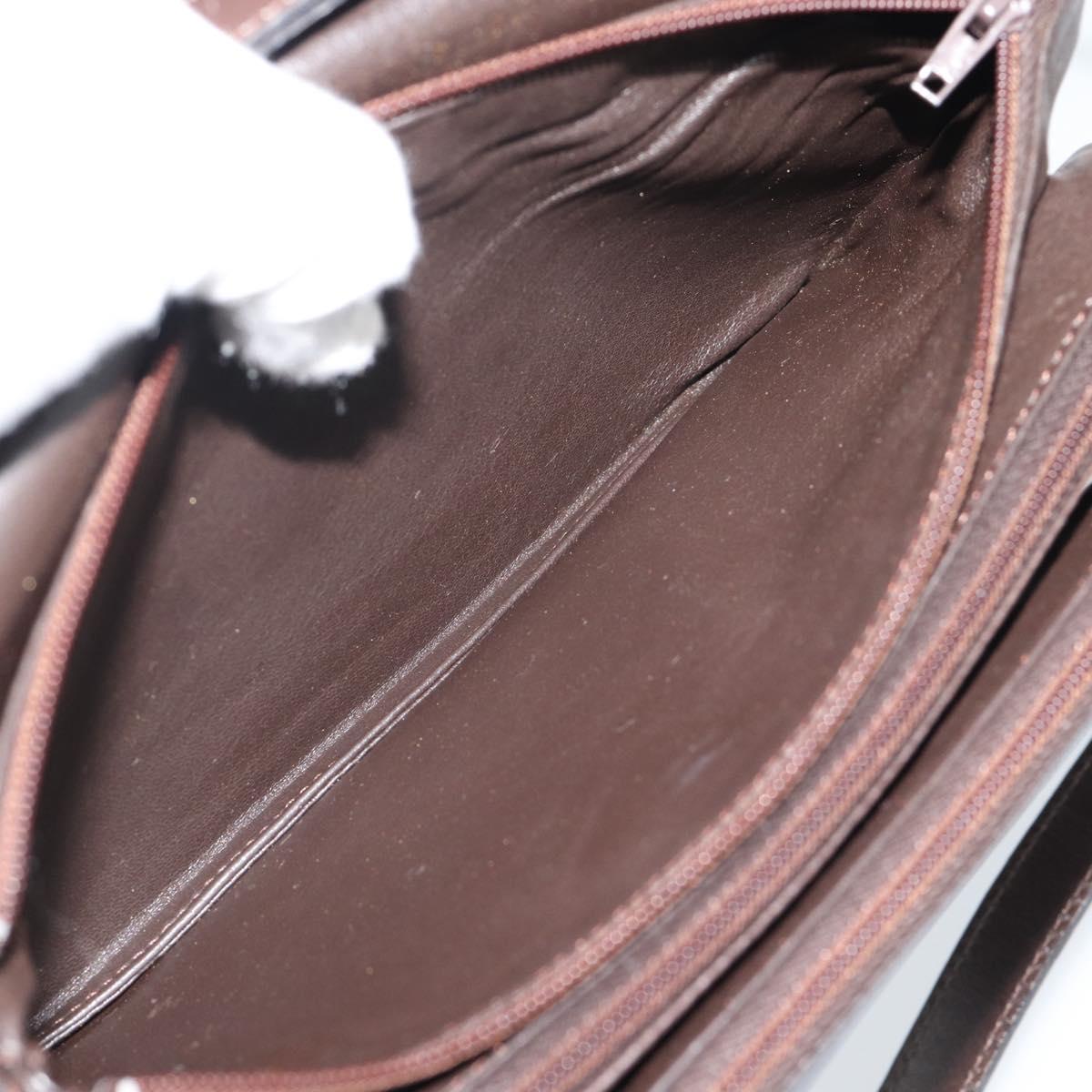 CELINE Shoulder Bag Leather Brown Gold Auth ka5038