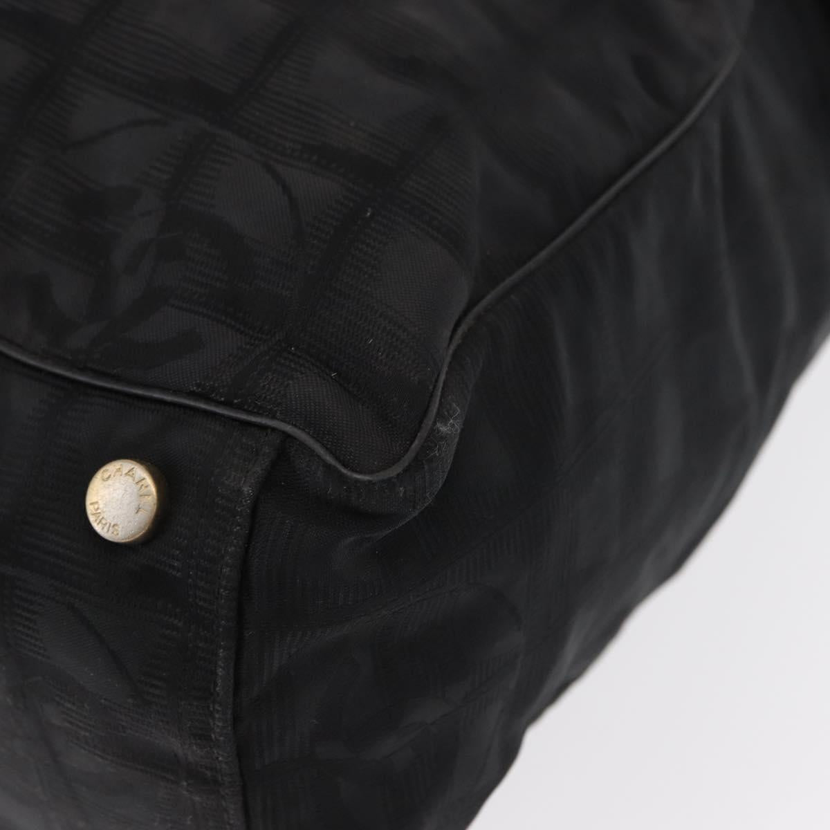 CHANEL New Travel Line Tote Bag Nylon Black gold CC Auth ka504