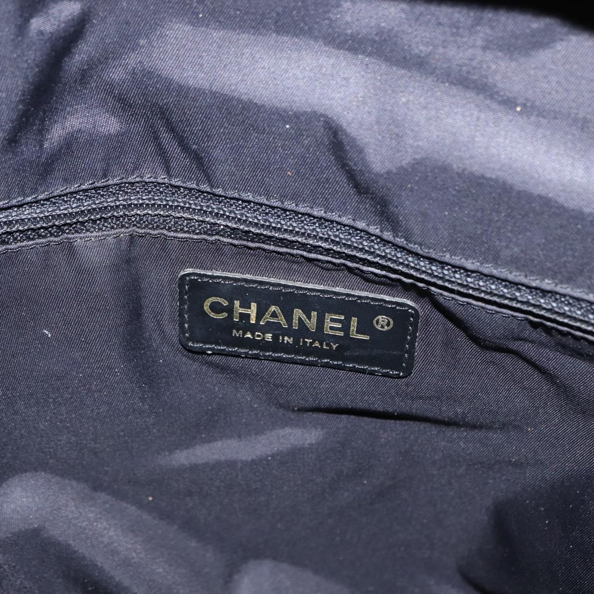 CHANEL New Travel Line Tote Bag Nylon Black gold CC Auth ka504