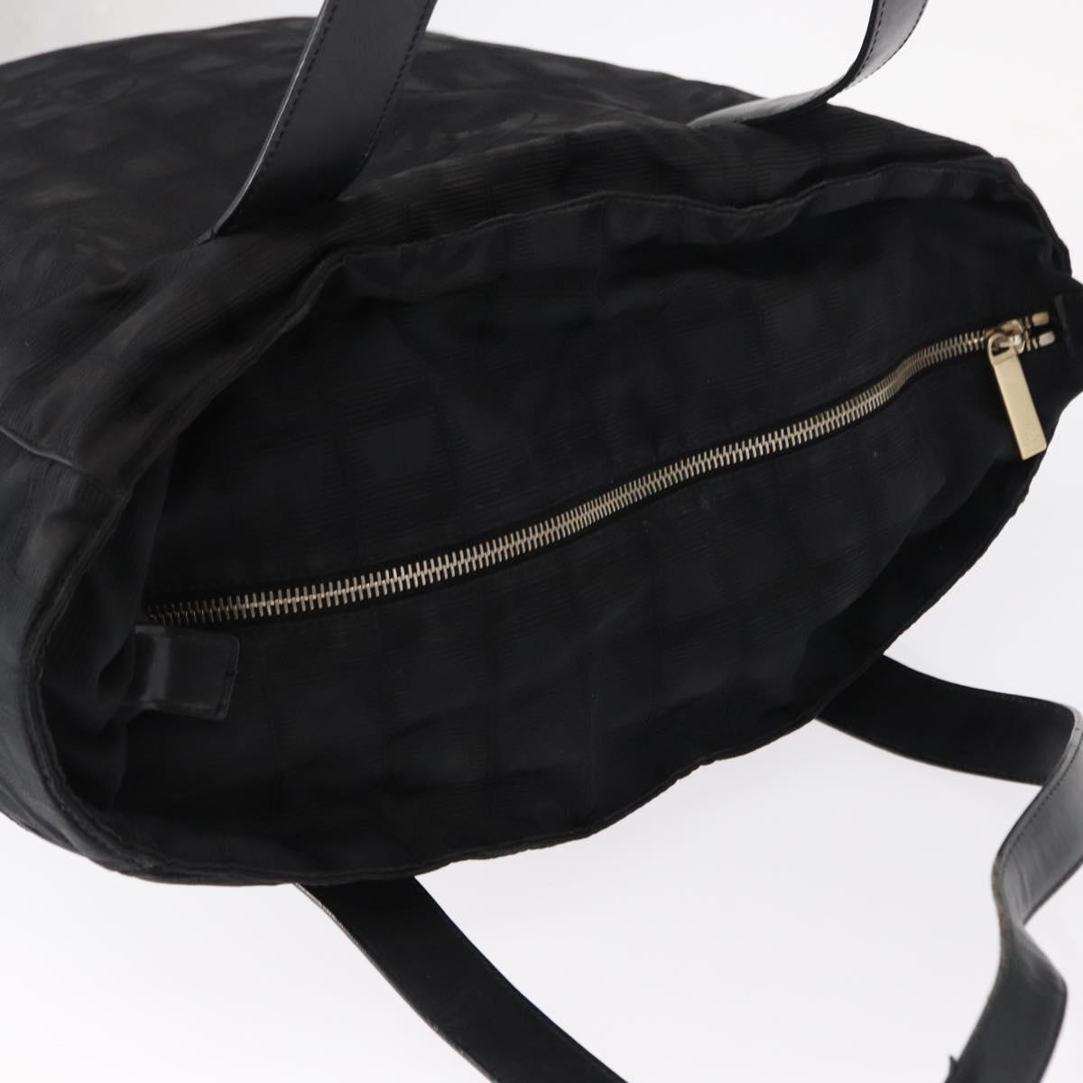 CHANEL New Travel Line Tote Bag Nylon Black gold CC Auth ka504