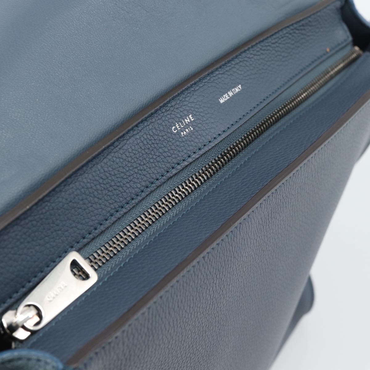 CELINE Trapeze Hand Bag Suede Leather 2way Blue Gold Auth ka5040