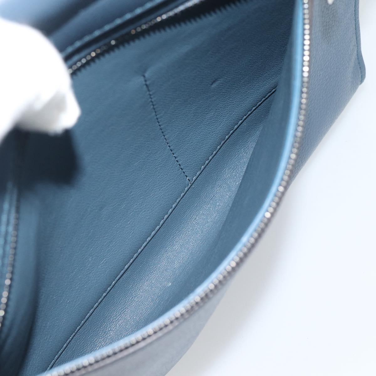 CELINE Trapeze Hand Bag Suede Leather 2way Blue Gold Auth ka5040
