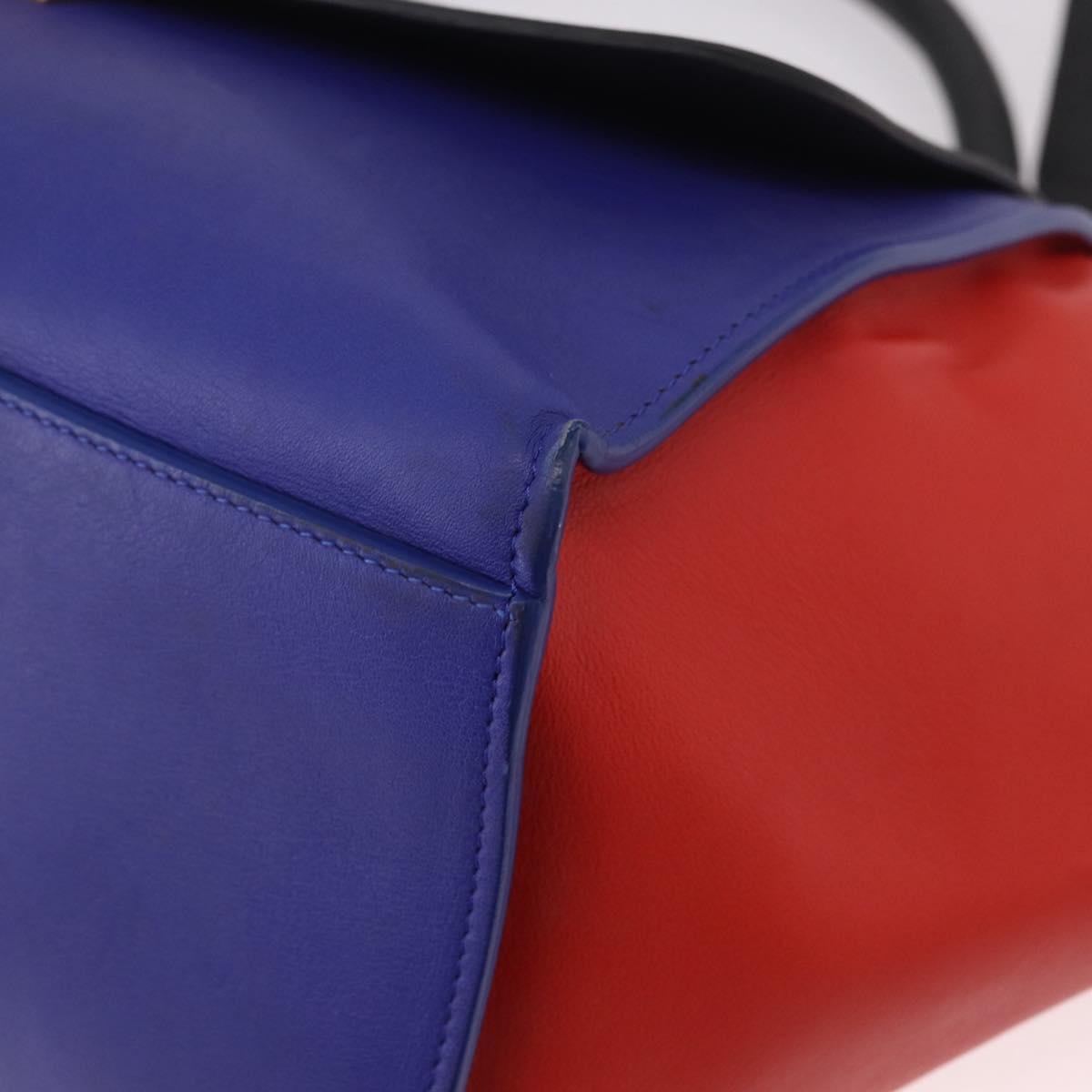 CELINE Trapeze Hand Bag Leather 2way Red Black Auth ka5041A