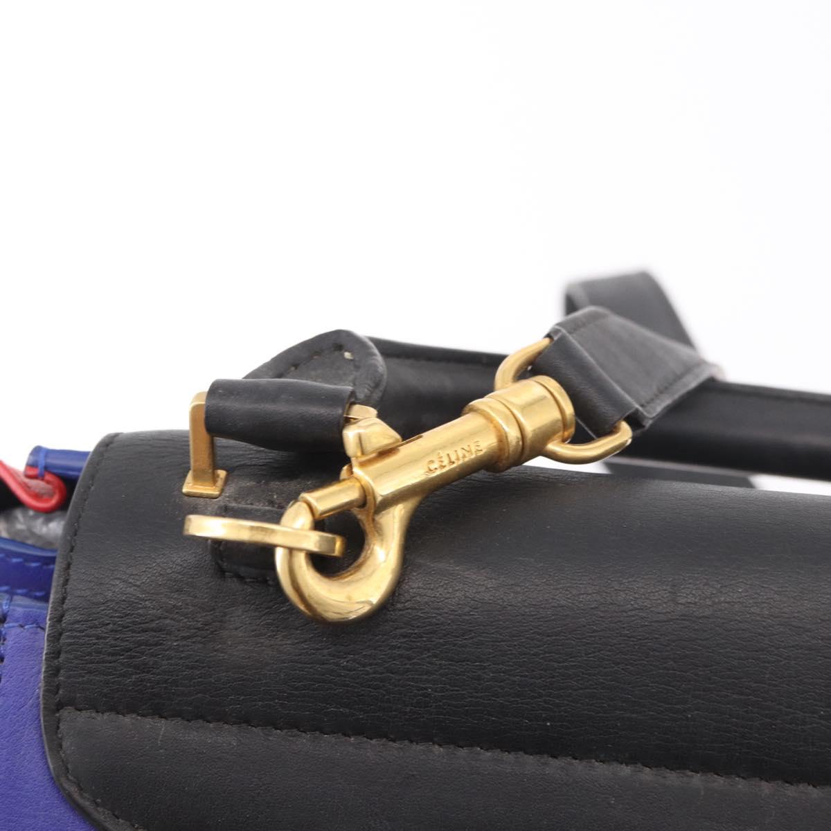 CELINE Trapeze Hand Bag Leather 2way Red Black Auth ka5041A