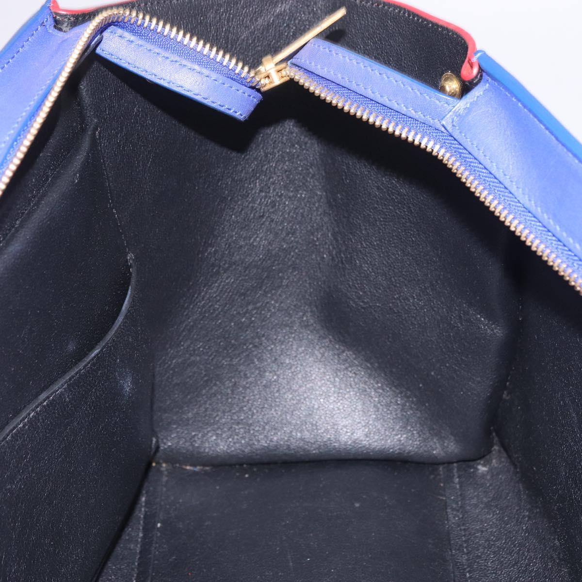 CELINE Trapeze Hand Bag Leather 2way Red Black Auth ka5041A