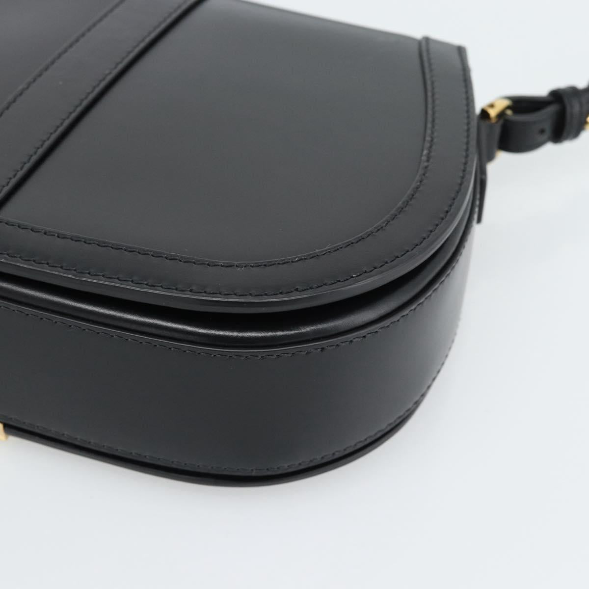 VERSACE Shoulder Bag Leather Black Gold Auth ka5043SAM