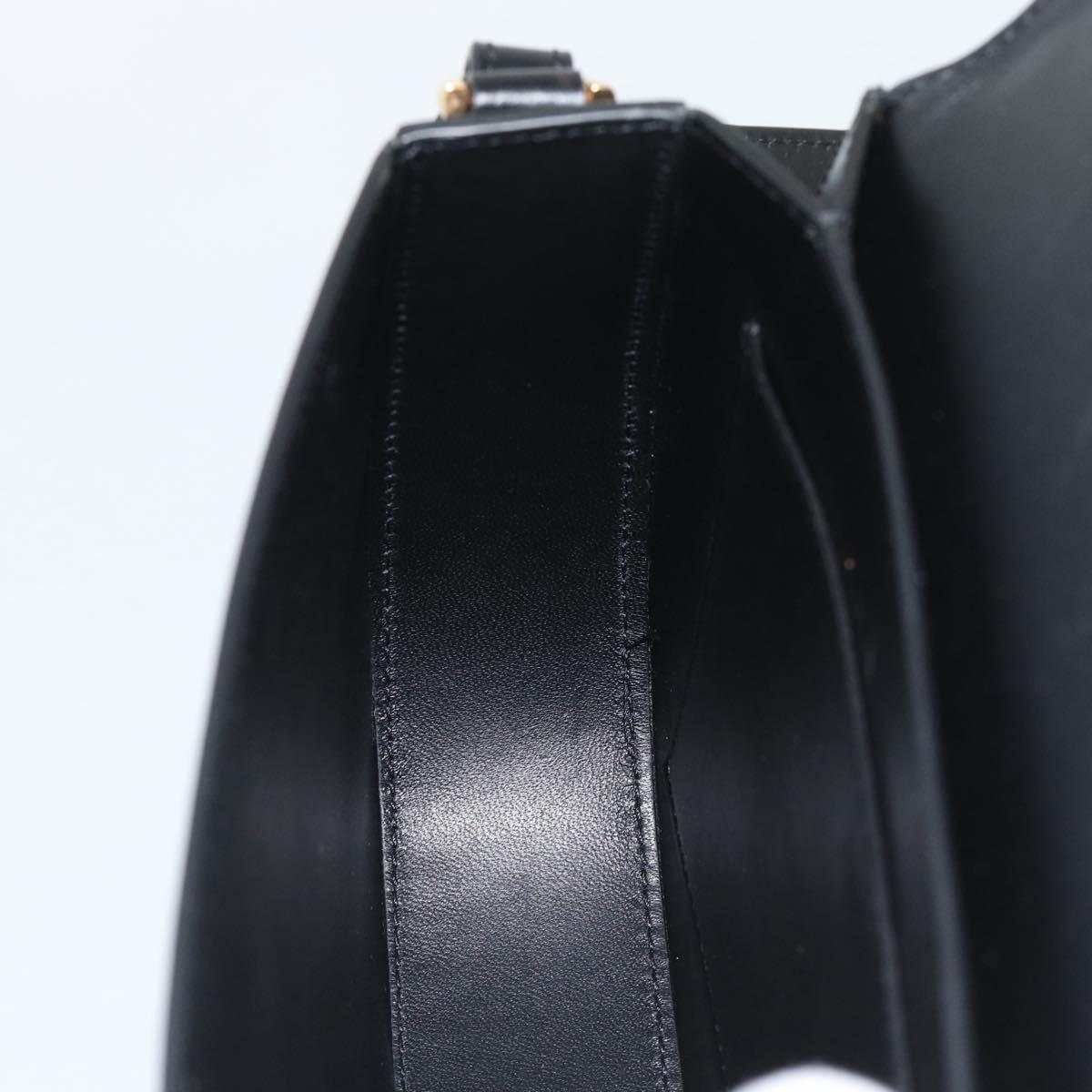 VERSACE Shoulder Bag Leather Black Gold Auth ka5043SAM