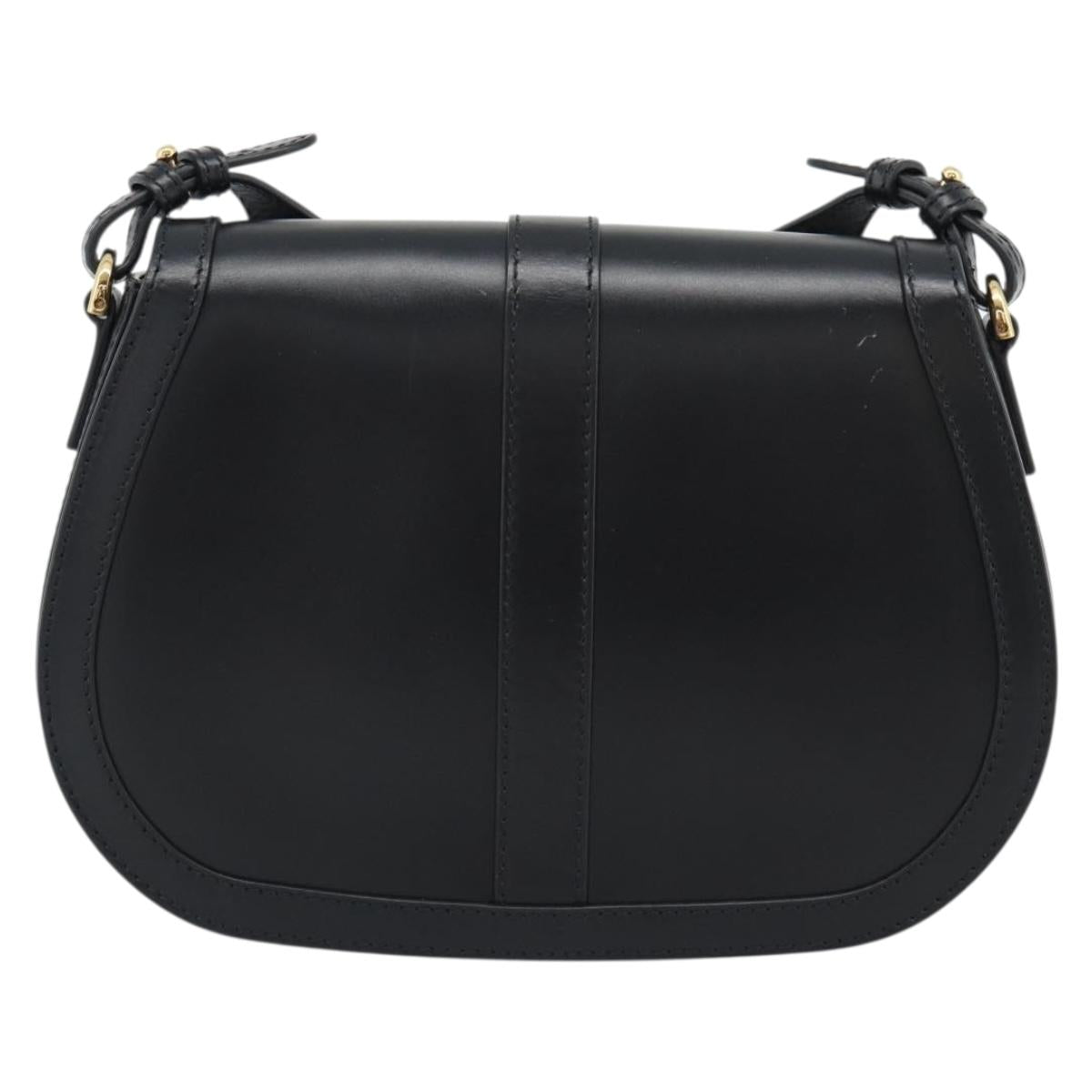VERSACE Shoulder Bag Leather Black Gold Auth ka5043SAM