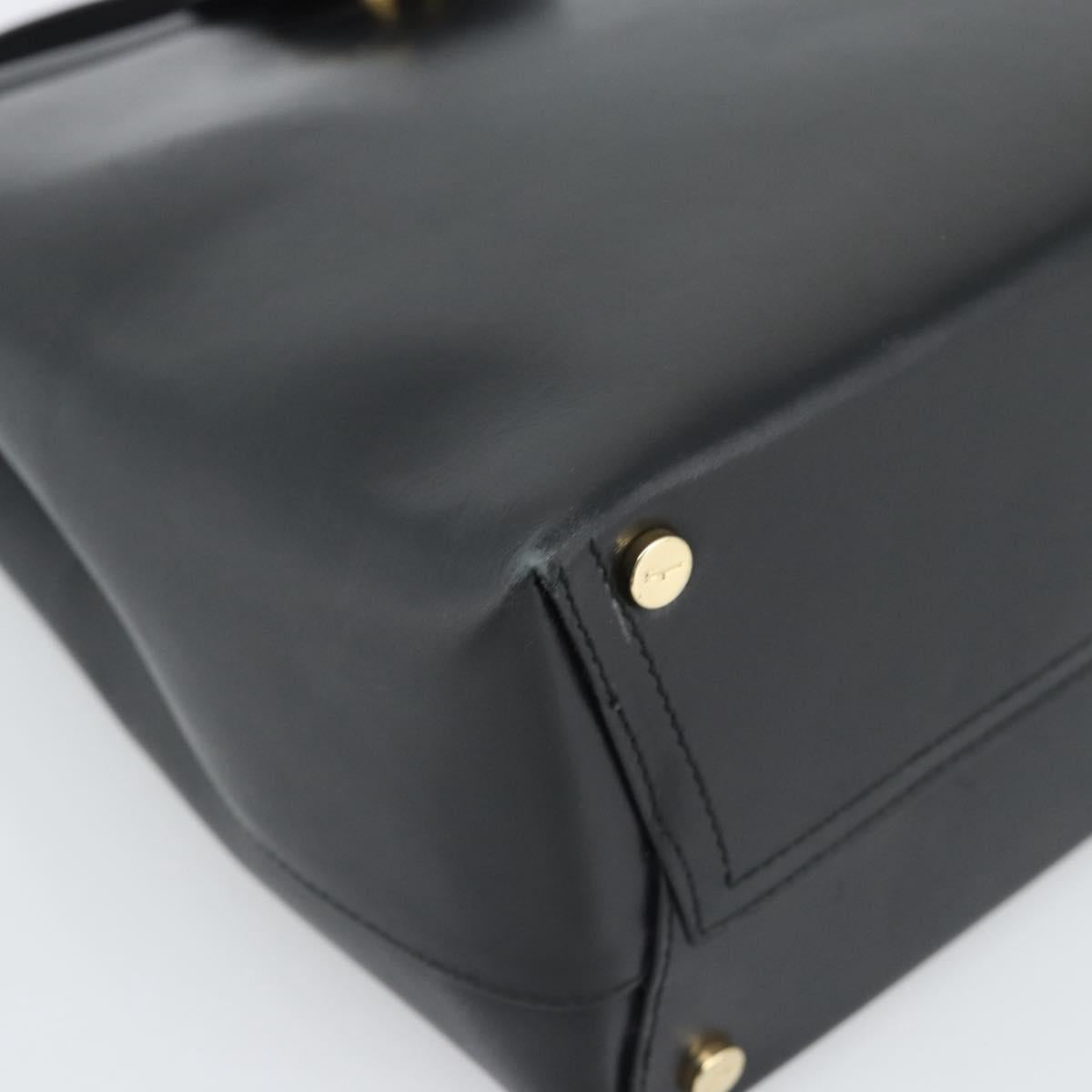 Salvatore Ferragamo Vala Shoulder Bag Leather Black Gold Auth ka5045