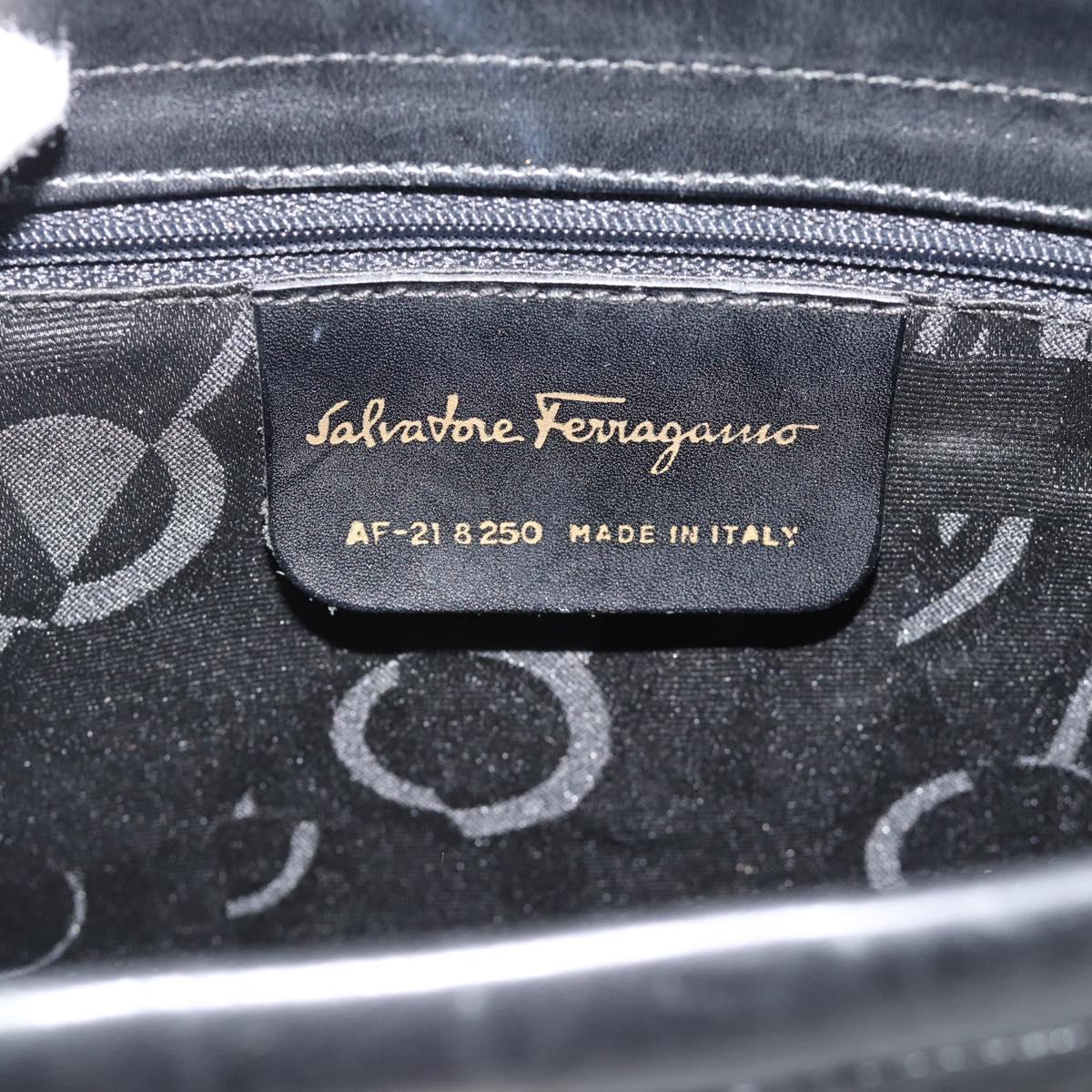 Salvatore Ferragamo Vala Shoulder Bag Leather Black Gold Auth ka5045