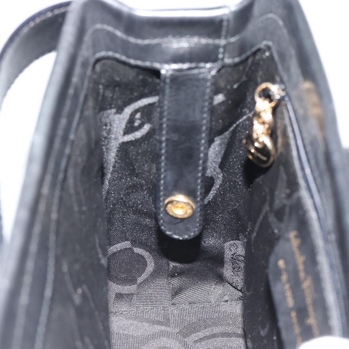 Salvatore Ferragamo Vala Shoulder Bag Leather Black Gold Auth ka5045