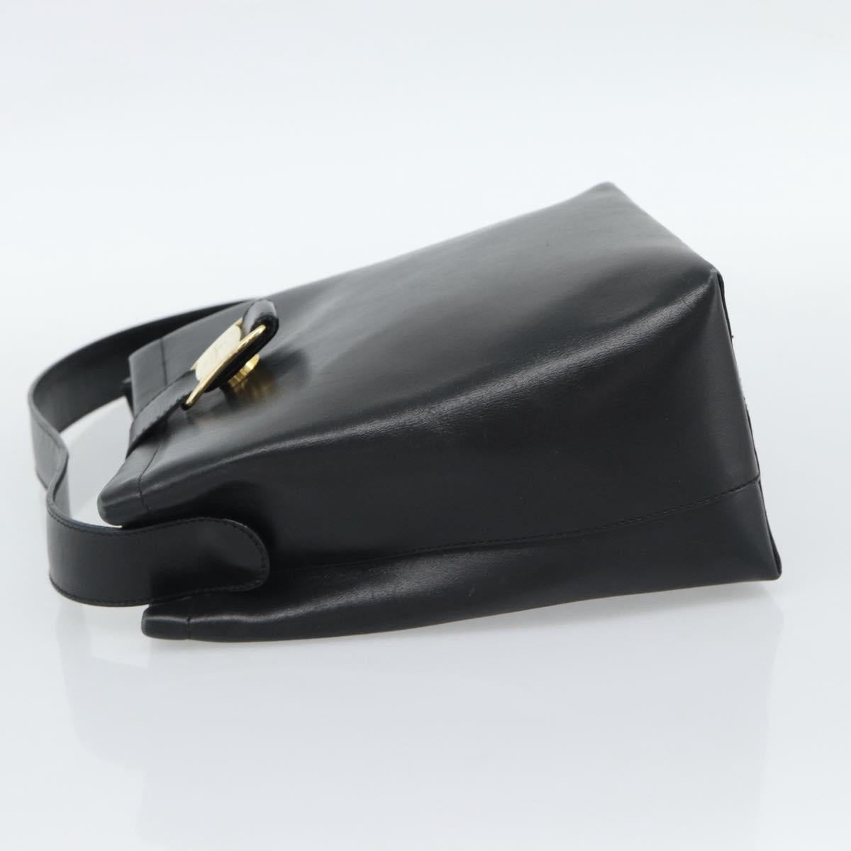 Salvatore Ferragamo Vala Shoulder Bag Leather Black Gold Auth ka5045