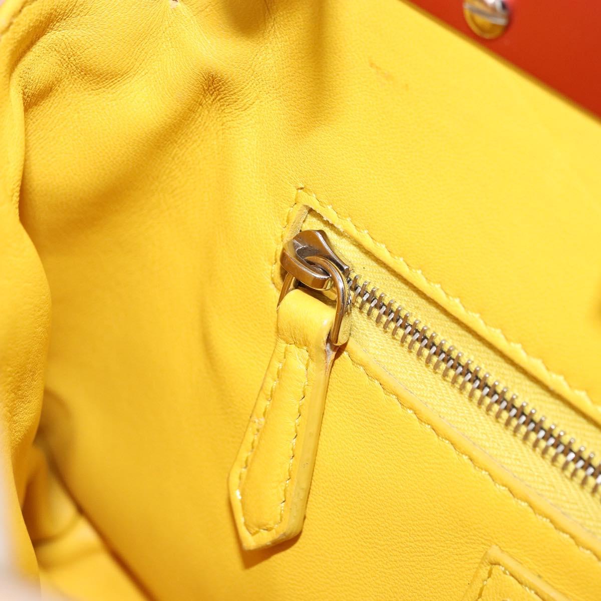 FENDI Mini Peek A Boo Hand Bag Leather 2way Beige Silver Auth ka505