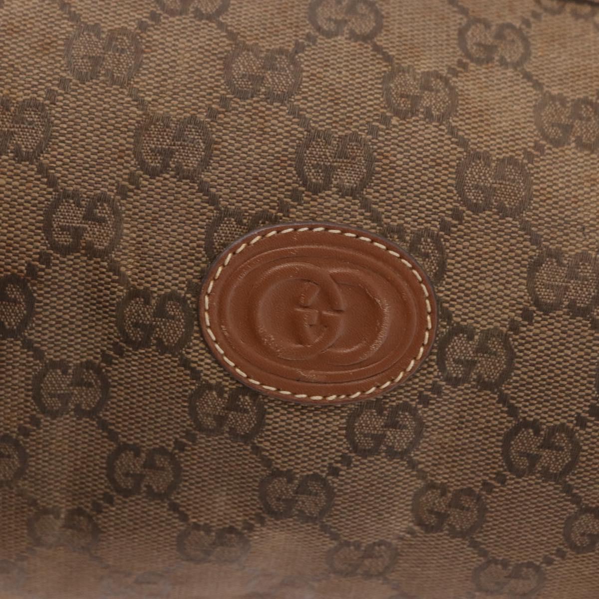 GUCCI GG Canvas Boston Bag Beige Gold Auth ka5051