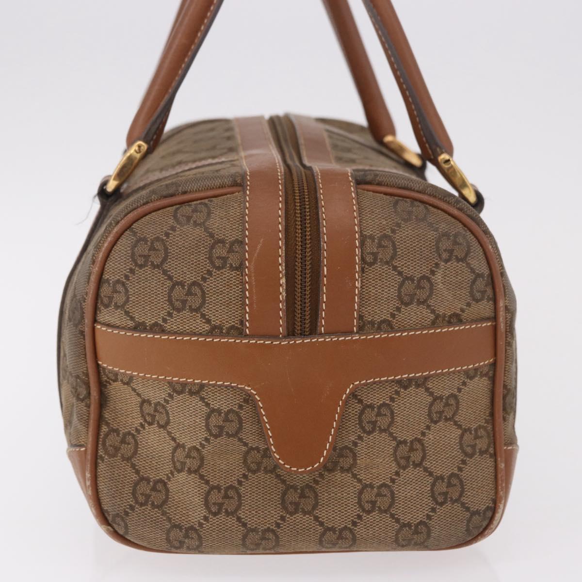 GUCCI GG Canvas Boston Bag Beige Gold Auth ka5051