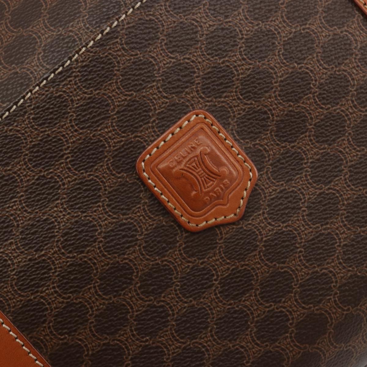 CELINE Macadam Canvas Boston Bag PVC Leather Brown Gold Auth ka5055A