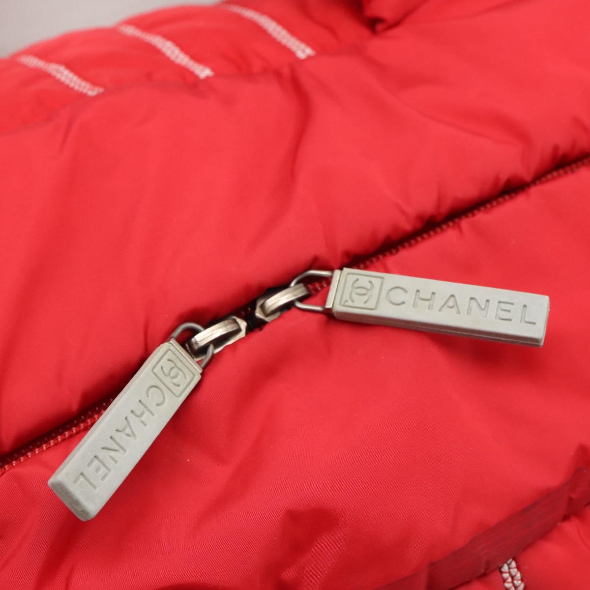 CHANEL Sports Line Boston Bag Nylon Red Silver CC Auth ka5057A
