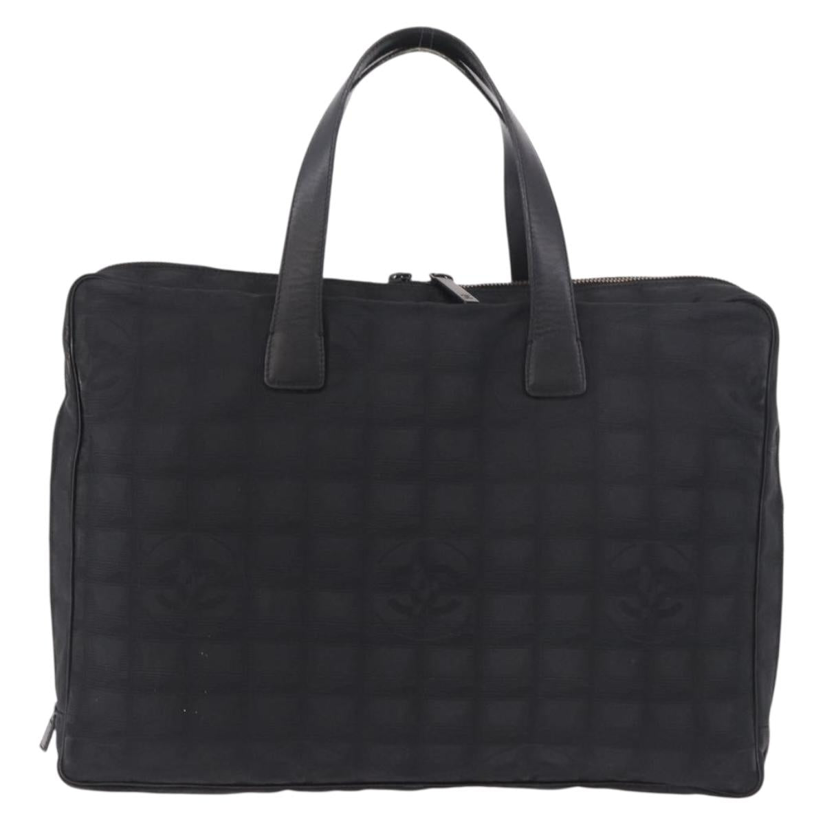 CHANEL New Travel Line Hand Bag Nylon Black CC Auth ka5058