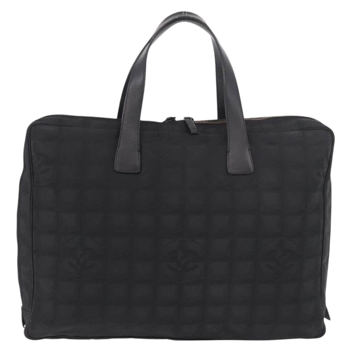 CHANEL New Travel Line Hand Bag Nylon Black CC Auth ka5058