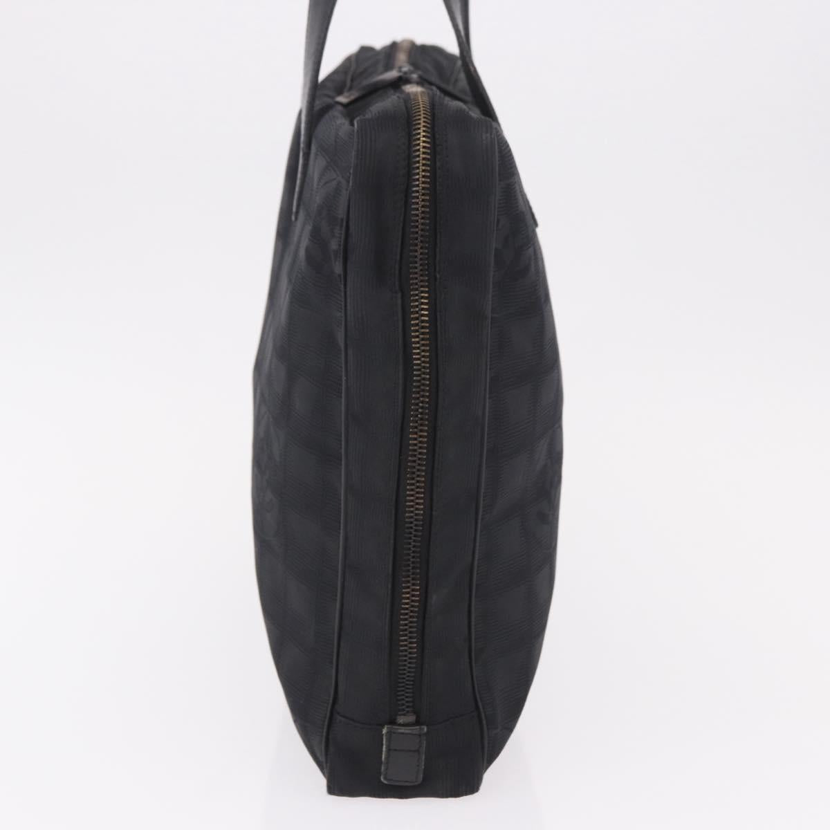 CHANEL New Travel Line Hand Bag Nylon Black CC Auth ka5058