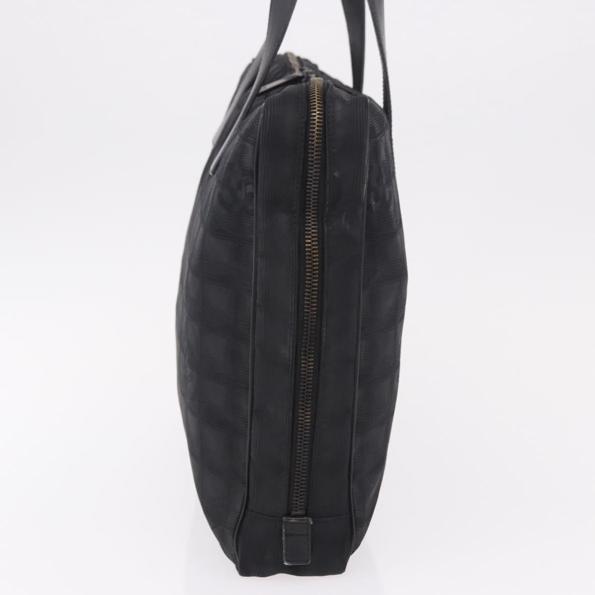 CHANEL New Travel Line Hand Bag Nylon Black CC Auth ka5058