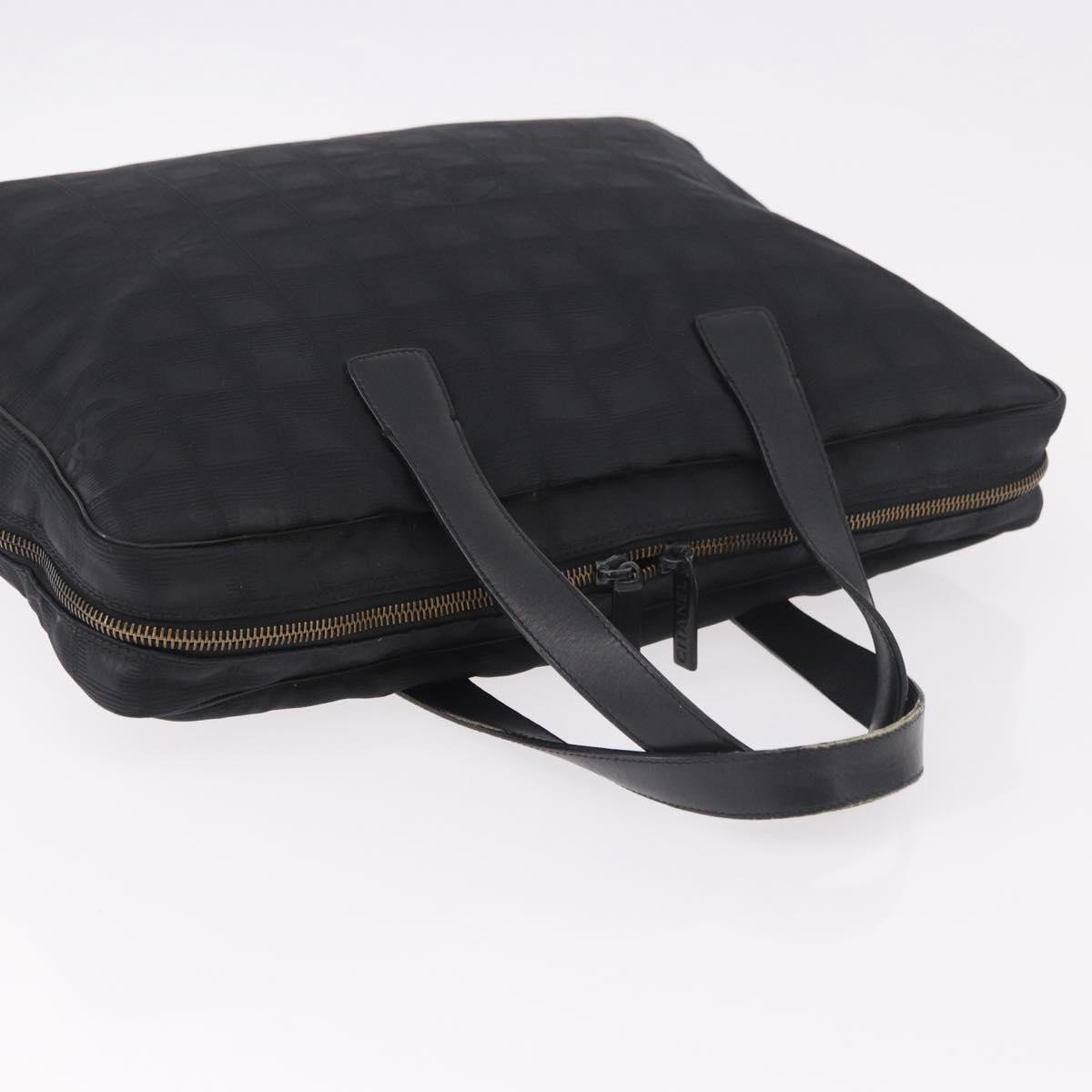CHANEL New Travel Line Hand Bag Nylon Black CC Auth ka5058