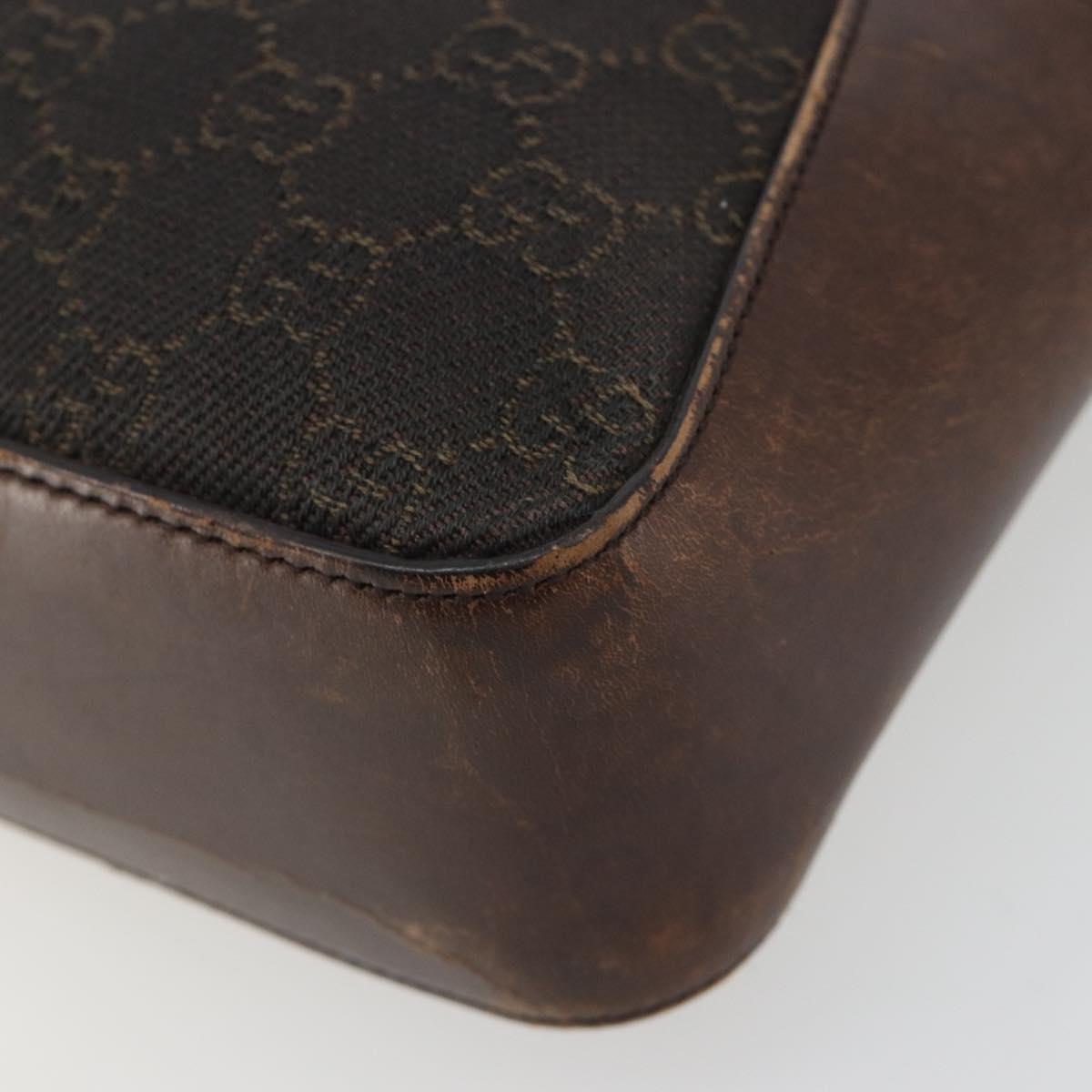 GUCCI GG Canvas Hand Bag Dark Brown Silver 73984 Auth ka5065