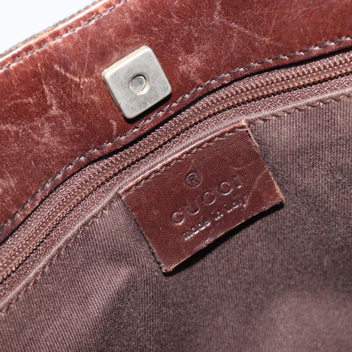 GUCCI GG Canvas Hand Bag Dark Brown Silver 73984 Auth ka5065