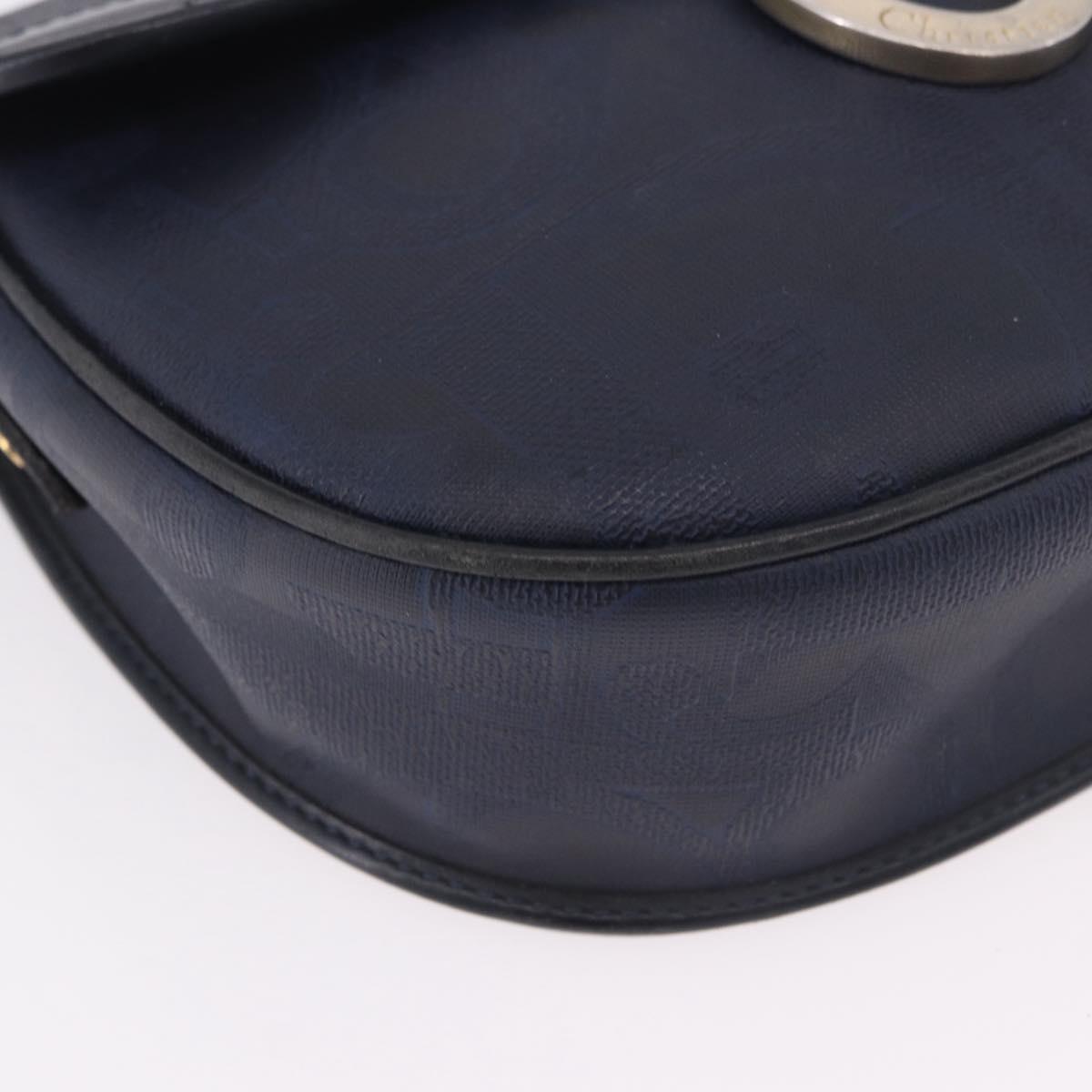 Christian Dior Trotter Canvas Shoulder Bag PVC Navy Gold Auth ka5068