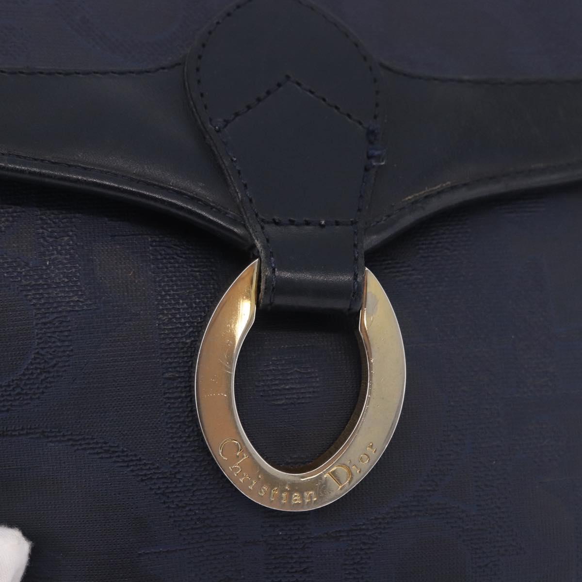 Christian Dior Trotter Canvas Shoulder Bag PVC Navy Gold Auth ka5068