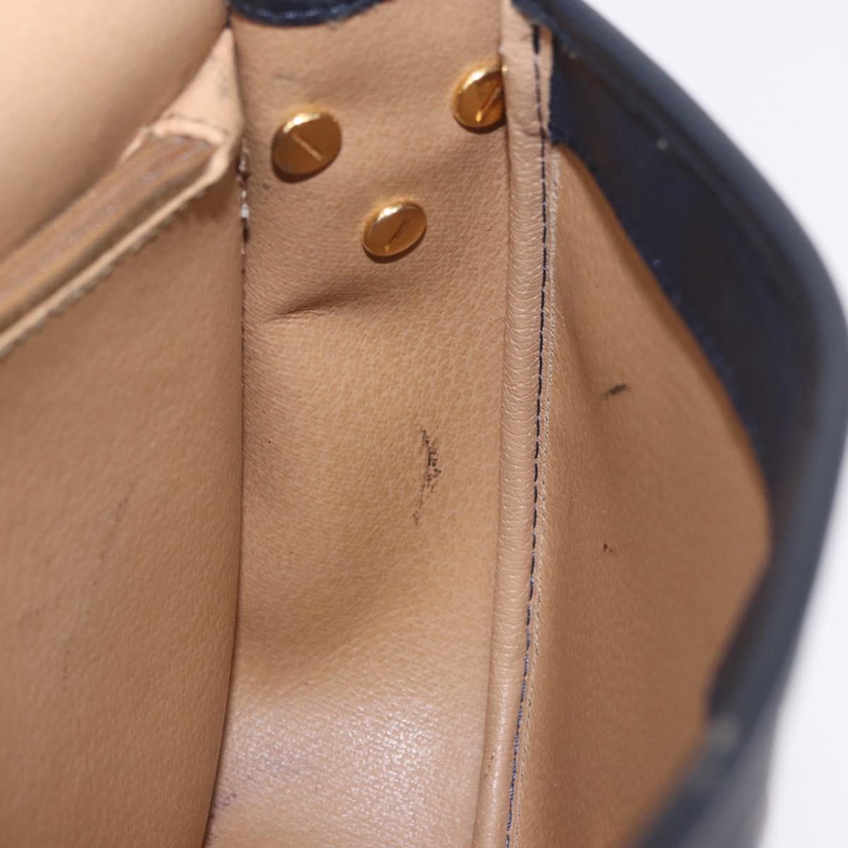 Christian Dior Trotter Canvas Shoulder Bag PVC Navy Gold Auth ka5068
