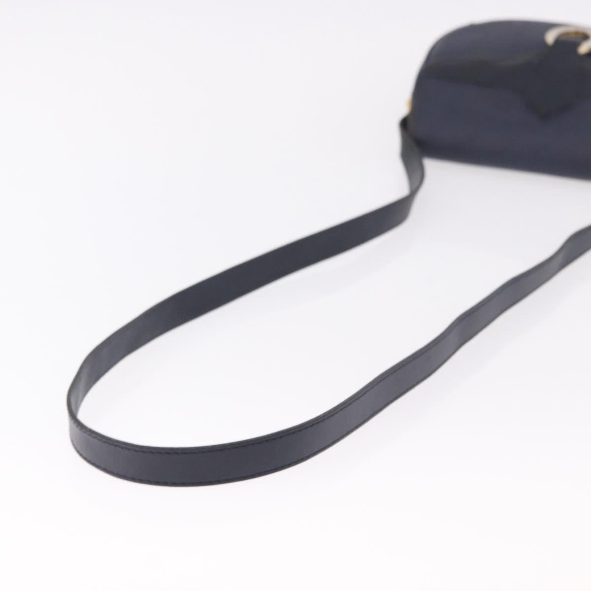 Christian Dior Trotter Canvas Shoulder Bag PVC Navy Gold Auth ka5068