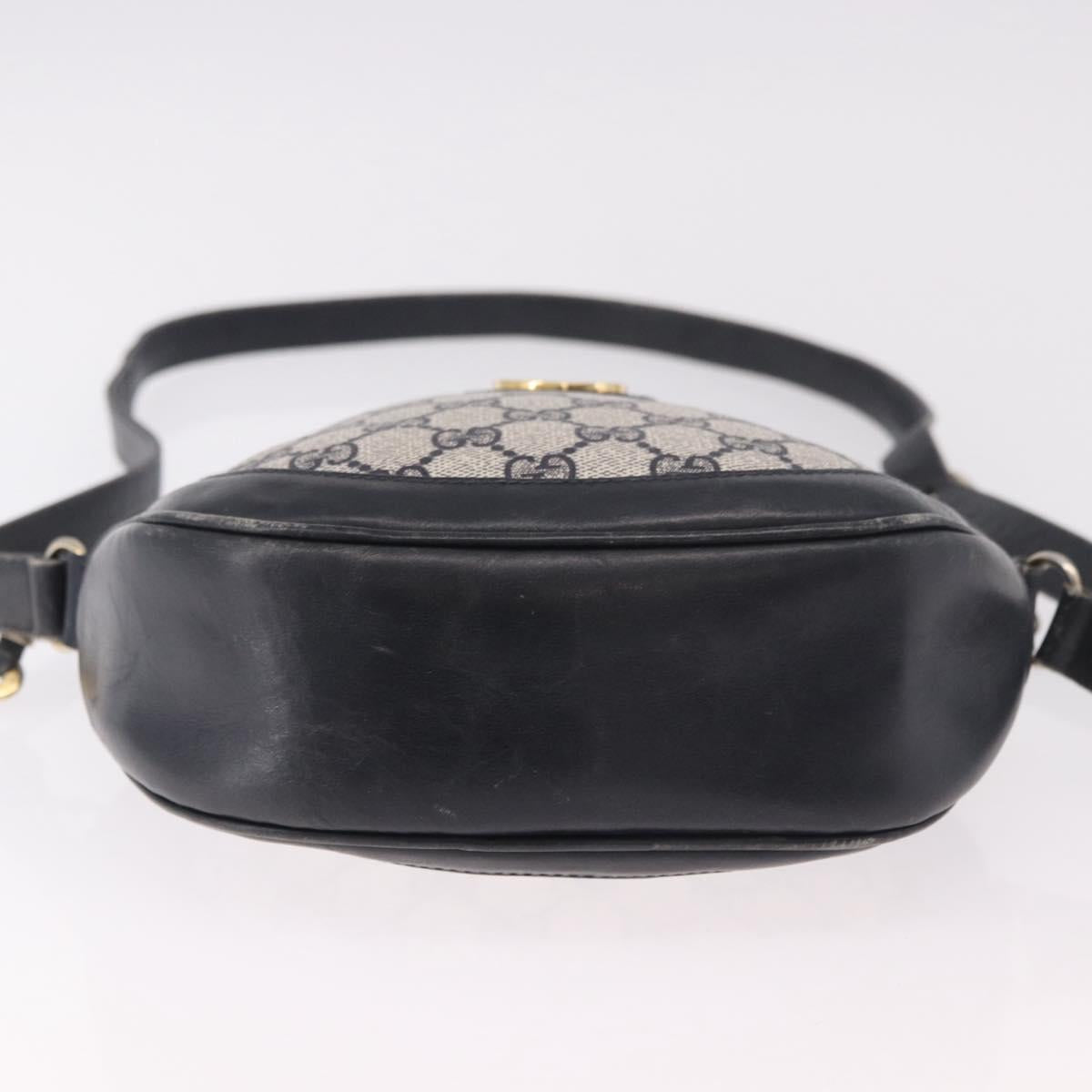 GUCCI GG Supreme Shoulder Bag PVC Navy Gold Auth ka5069