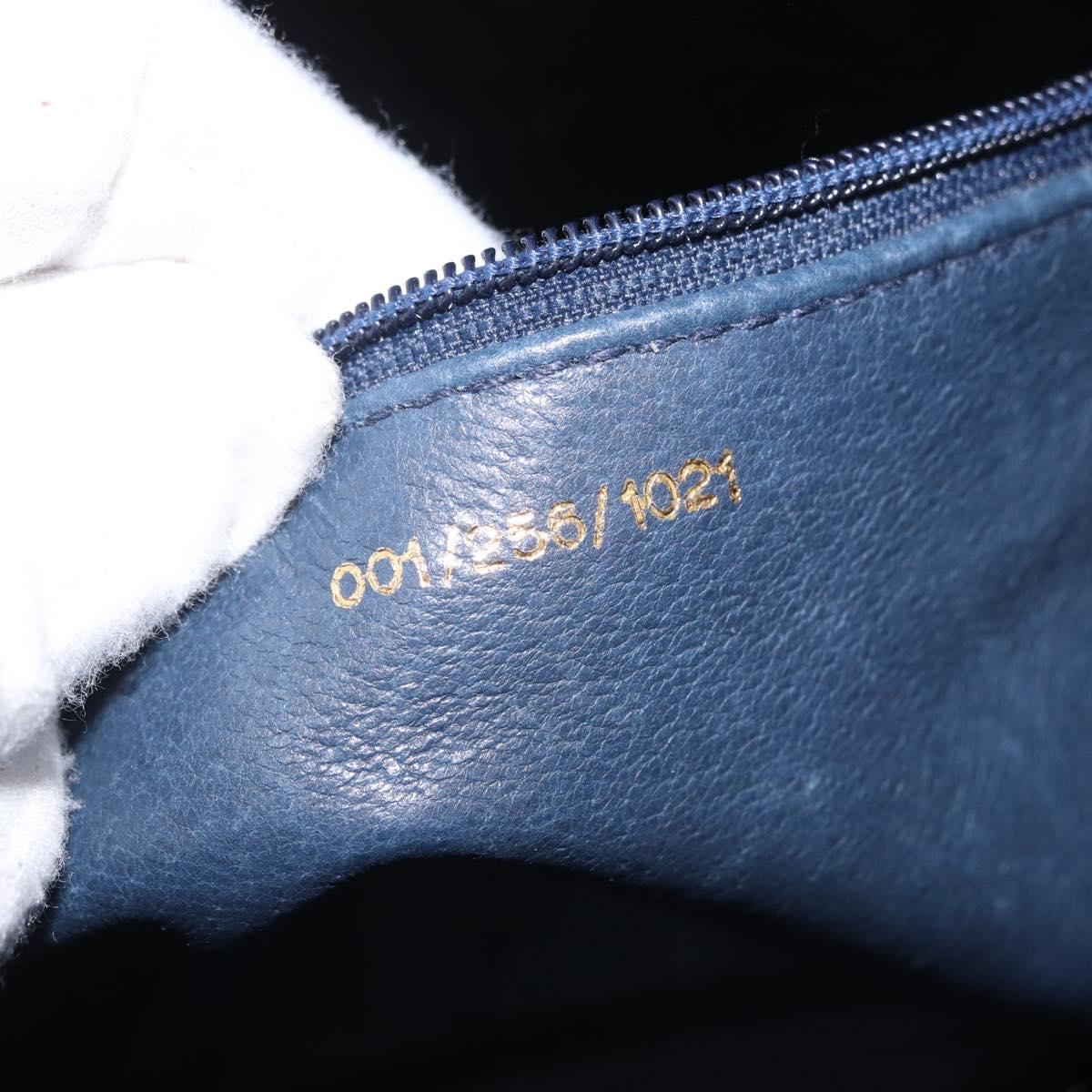 GUCCI GG Supreme Shoulder Bag PVC Navy Gold Auth ka5069
