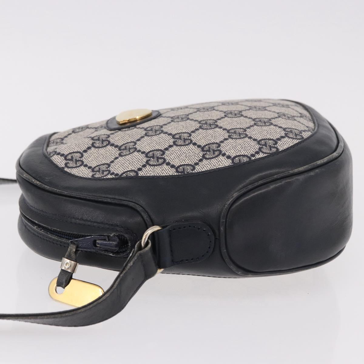 GUCCI GG Supreme Shoulder Bag PVC Navy Gold Auth ka5069