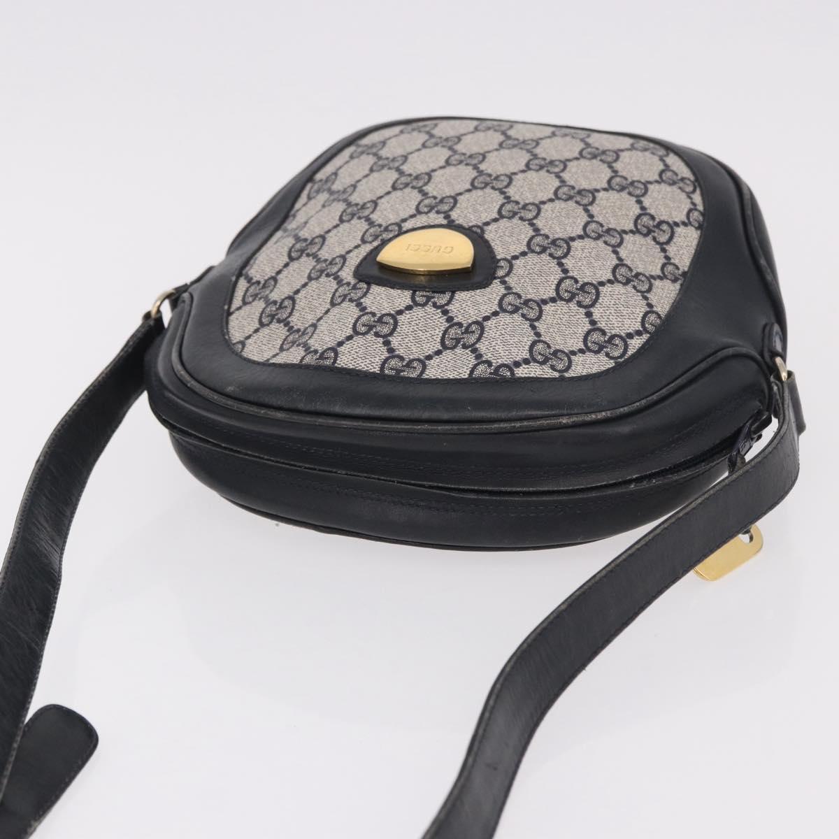 GUCCI GG Supreme Shoulder Bag PVC Navy Gold Auth ka5069
