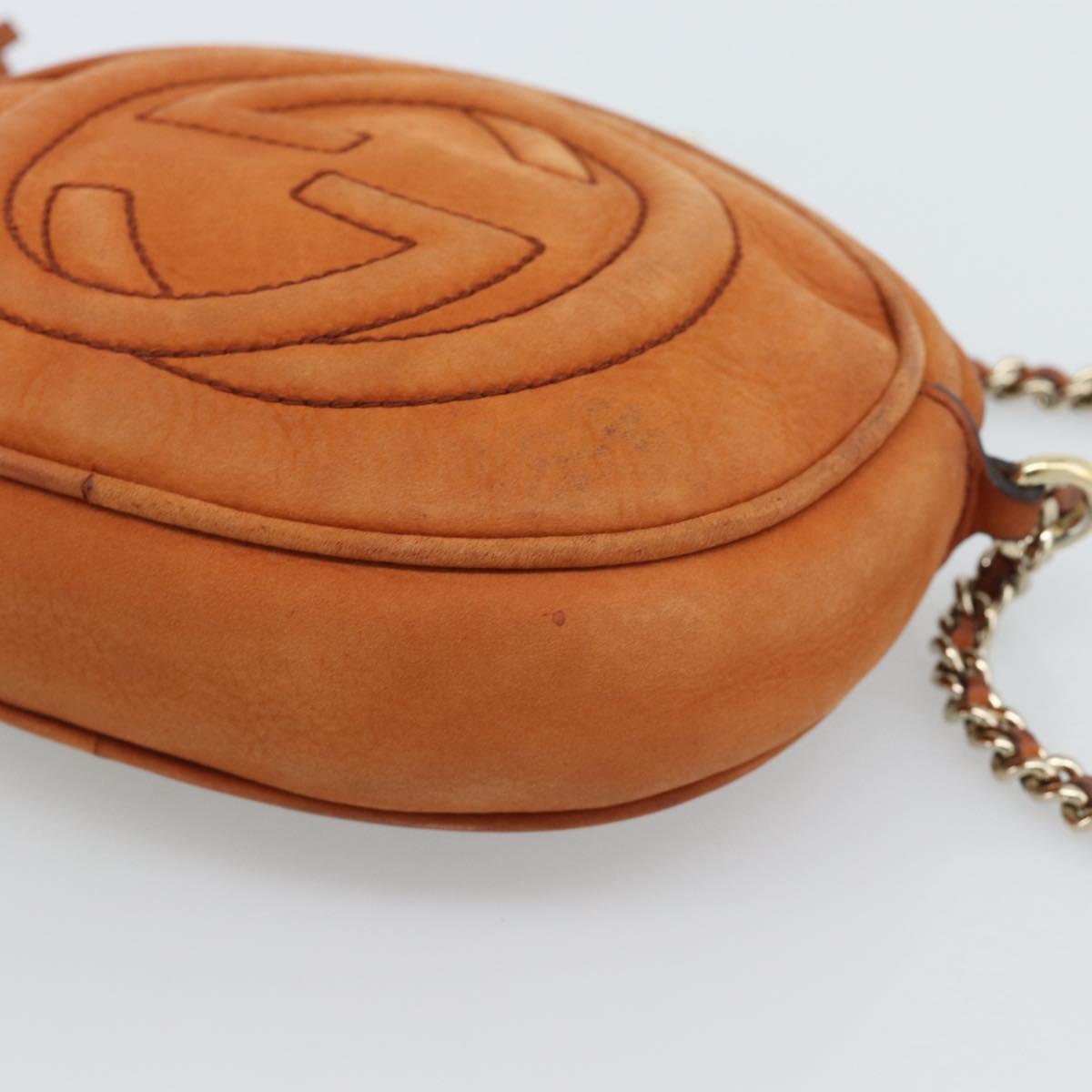 GUCCI Mini Soho Chain Shoulder Bag Leather Brown Gold 353965 Auth ka5070