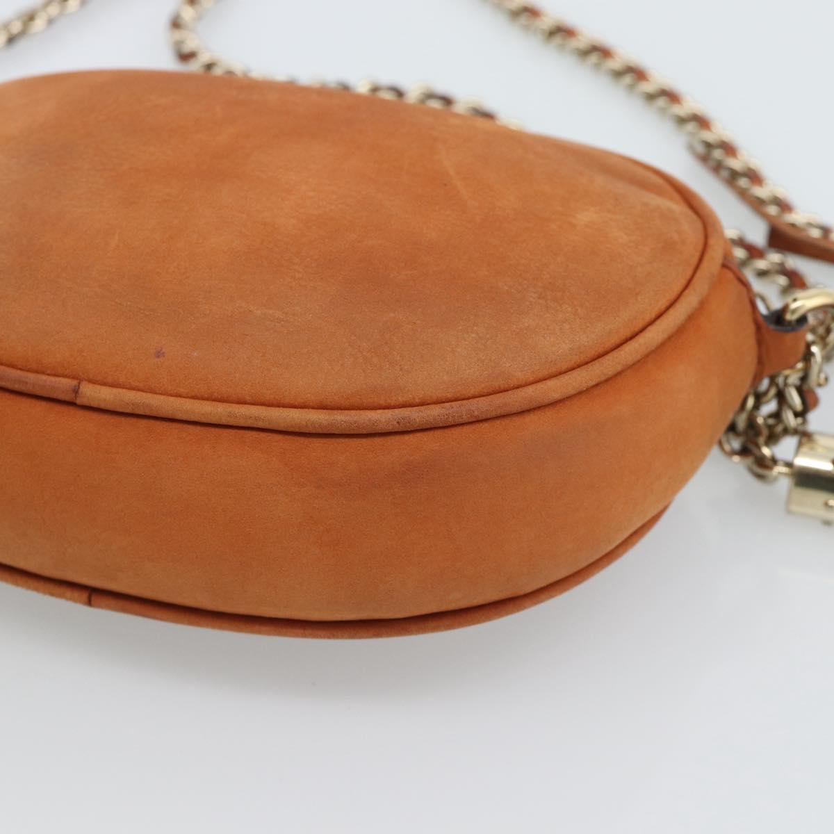 GUCCI Mini Soho Chain Shoulder Bag Leather Brown Gold 353965 Auth ka5070